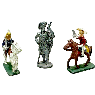 #ad Vintage Toy Metal Soldiers Two Painted and on Horseback One Scottish Lot of 3 $19.99
