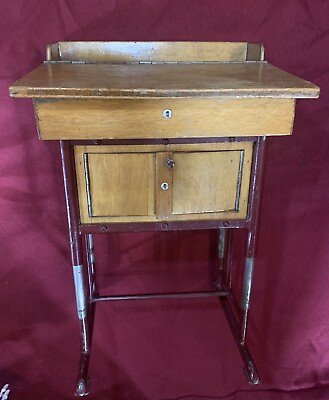 #ad Antique Wood and Metal Salesman Sample Desk By Heinrich Schmidt $950.00