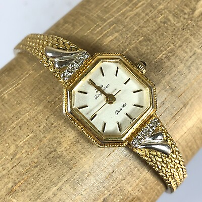 #ad Women#x27;s Jules Jurgensen Diamond Gold Tone Hexagonal Italy Quartz Watch $69.95