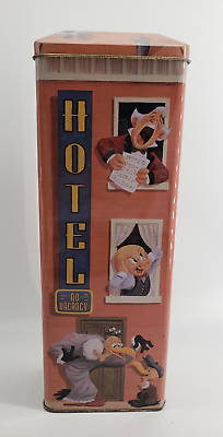 #ad Vintage Loony Tunes RARE Tin Canister HOTEL 13.5in tall $50.00