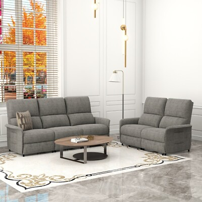 #ad Electric Power Recliner Chair Sofa 2 amp; 3 Seater Grey Settee Living Room Couch $299.99