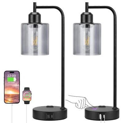 #ad Industrial Touch Bedroom Lamps for Bedrooms Set of 2 3 Way Dimmable Table Lam... $96.81