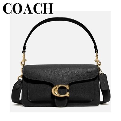 #ad COACH Tabby 26 Shoulder Bag Crossbody Black Brass Leather 73995 Outlet $232.50