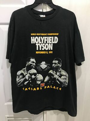 #ad Vintage Style Iron Mike Tyson vs holyfield boxing 1991 classic t shirt $21.99
