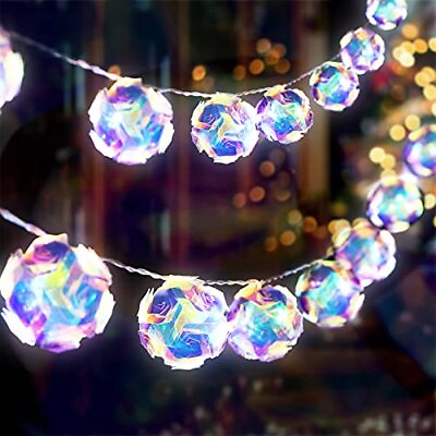 #ad 20 LED Globe Disco Ball Mirror String Lights 10ft USBamp;Battery Powered Fairy $42.22