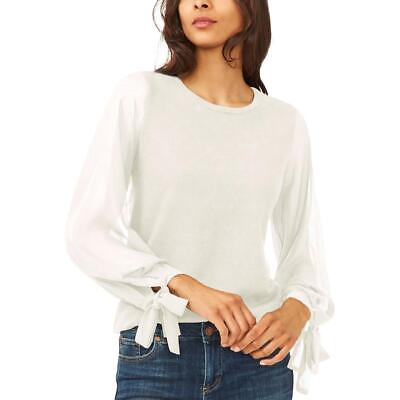 #ad CeCe Womens Tie Sleeves Round Neck Shirt Pullover Top Blouse BHFO 6176 $14.99