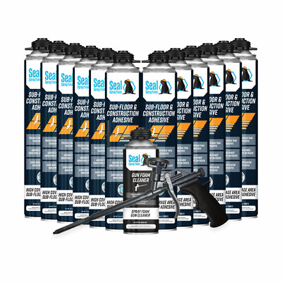 #ad Seal Spray Sub Floor amp; Construction Adhesive 12 24oz Cans 15quot; Gun amp; Cleaner $99.99