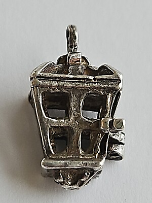 #ad Sterling Silver Hanging Lantern Lamp Charm HINGED DOOR AWESOME VINTAGE $12.99