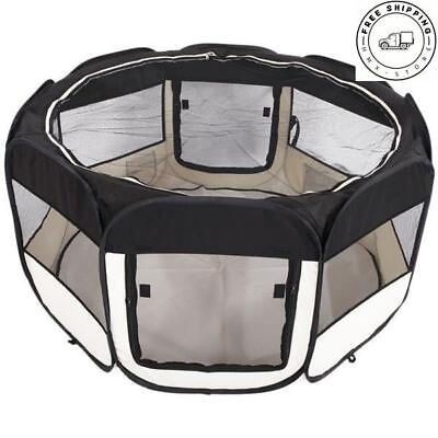 #ad High Quality 45quot; Foldable Oxford Clothamp;Mesh Pet Playpen Fence with Eight Panel $59.07