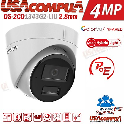 #ad HIKVISION 2MP Smart Hybrid Light ColorVu IR IP Camera DS 2CD1323G2 LIU $61.74