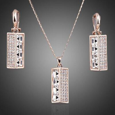 #ad Crystal Lamp Drop Earrings and Necklace Set KHAISTA RRP £47 GBP 23.49
