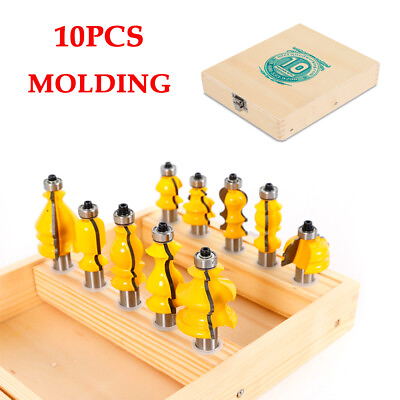 #ad 10Pcs 1 2#x27;#x27; Shank Woodworking Milling Tool Architectural Molding Router Bits Set $62.70
