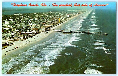 #ad VTG Postcard Aerial View Daytona Beach Florida $5.95