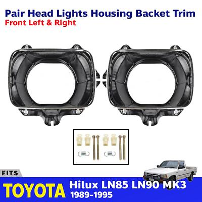 #ad Head Lights Housing Bucket Plate Trim Made For 1989 1995 Toyota Hilux MK3 Pickup $73.27