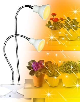 #ad Led Grow Light Dual Head Desk Clip Lamp For Indoor Plants Full Spectrum White $20.11
