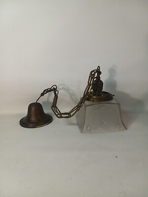 #ad #ad Mid century Brass amp; Glass Hanging Lamp $50.00