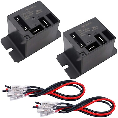 #ad Tnisesm 2 PCS Power Relay SPST1 NO AC120V Coil 30A SPST 120 VAC With Flange Wire $18.47