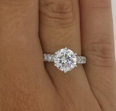 #ad 2 Ct Pave 6 Prong Round Cut Diamond Engagement Ring VS2 G White Gold 14k $3485.00