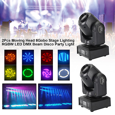 #ad 2Pcs Moving Head 8Gobo Stage Lighting RGBW LED DMX Beam Disco Party Light USA $170.78