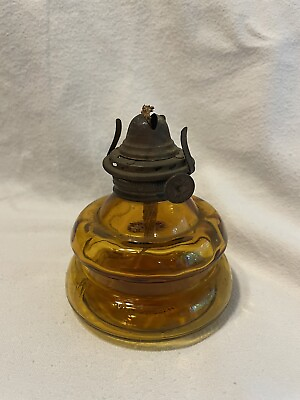 #ad Vintage Amber Glass Mini Oil Lamp Patio Lamp Brand Made in Japan 3quot; $7.99