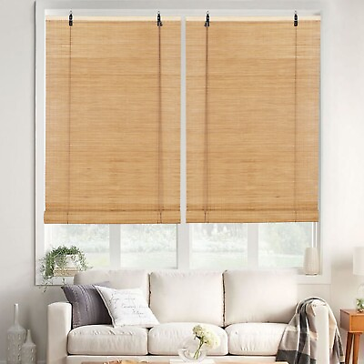 #ad Bamboo Roman Shades Light Filtering Roller Window Blinds for Doors Patio Porch $68.98