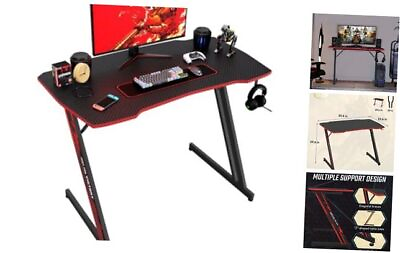 #ad 39quot; Gmaing Desk Computer Gaming Desk Z Shaped Gaming Workstation 39 in Red $78.20