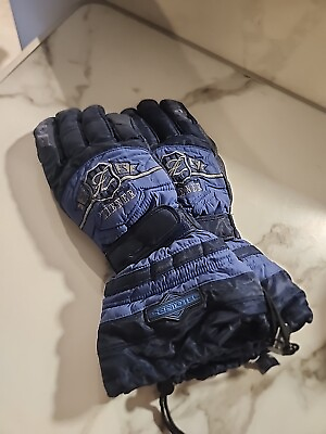 #ad Ziener Thermotek Ski Gloves Size 10 Conqueror Black Blue Embroidered $49.99