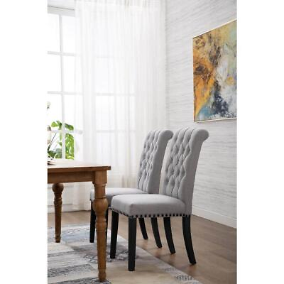 #ad Home Accent Dining Chair 42quot;H x 19.7quot;W Set of 2 Nailhead Trim Wooden Frame Gray $182.06