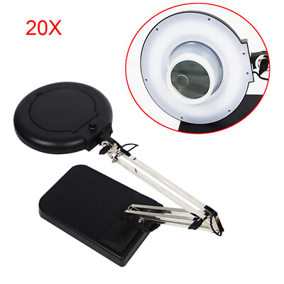 #ad 20x Black Magnifier Lamp with Black Cover amp; Adjustable LED Light 127C 110V $84.51