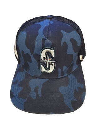 #ad Seattle Mariners Blue Camo 2016 Spring Training Hat Cap Snapback Mesh #x27;47 Brand $59.99