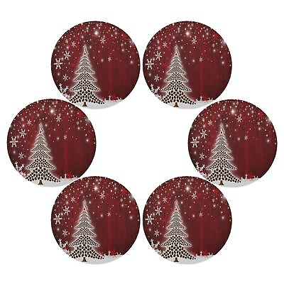 #ad Christmas Tree Round Placemats Set of 6 for Dining Table Heat Insulation Non ... $21.83