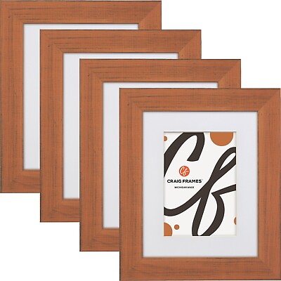 #ad Jasper 1.25quot; Wide Rustic Bourbon Orange Picture Frame With Mat 4 Pack $72.99