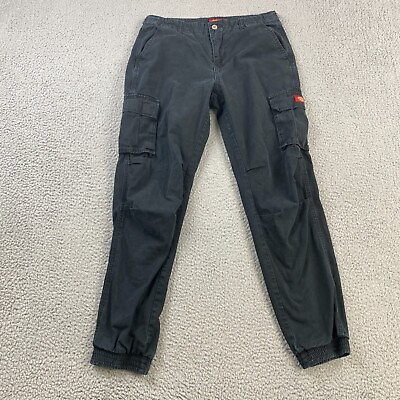 #ad Dickies Cargo Pants Womens 9 29 meas 31x29 Black Tapered Joggers $23.88