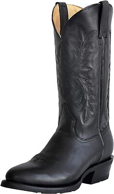 #ad Silver Canyon Mens Western Leather Boots Duke Heritage Round Toe10 US Black $45.00