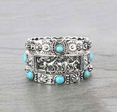 #ad Western Design Turquoise Stone Stackable Bracelets $75.00