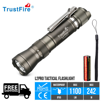#ad Trustfire L2PRO 1100lm LED Tactical Flashlights IPX6 242M Beam Torch Army Green $32.98