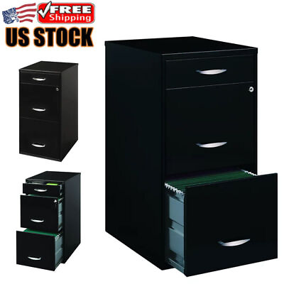 #ad Filing Cabinet 18 In 3 Drawers Metal Vertical Organizer Black Office Home 1800 W $60.58