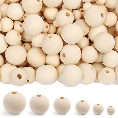 #ad 500pcs Wooden Beads Craft Round Natural Unfinished Wood 8 10 12 14 16 18mm $8.99