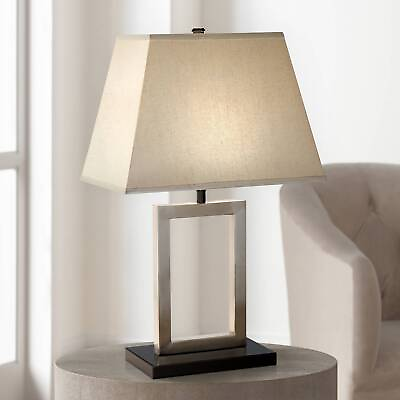 #ad Modern Accent Table Lamp Brushed Steel Open Window for Living Room Bedroom $79.99