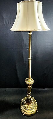 #ad Massive Stiffel Solid Brass Floor Lamp Gorgeous Color Original Shade amp; Final $1439.99