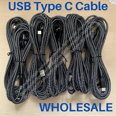 #ad 1 10 Pack Braided USB Type C Fast Charging Data SYNC Charger Cable Cord 10FT Lot $40.19