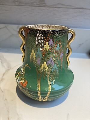 #ad Carlton Ware Vert Royale Double Handled Vase In Excellent Vintage Condition. GBP 75.00