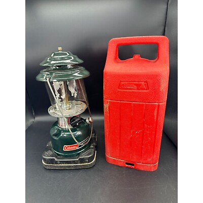 #ad Vintage Coleman 288A700 Adjustable 2 Mantle Lantern W Red Case 1987 $45.00