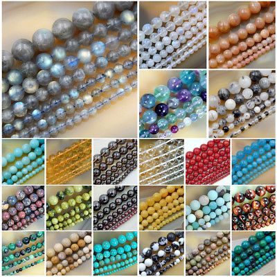 #ad #ad Wholesale Smooth Natural Gemstone Round Loose Beads 15quot; 4mm 6mm 8mm 10mm 12mm $4.99