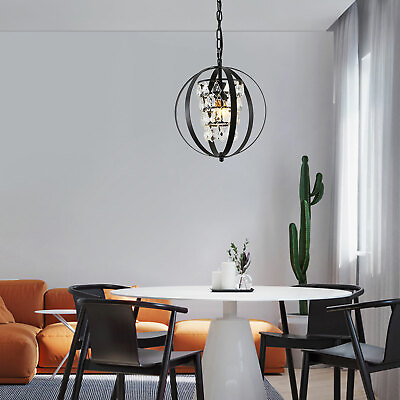 #ad Modern Elegant Ceiling Lamp Crystal Chandelier Pendant Lighting Fixture Black $33.92