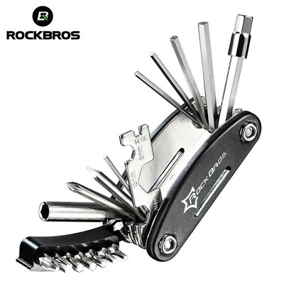 #ad ROCKBROS Bike Repair Tools Bike Pocket Multi Function 16 in 1 Folding Tool Black $11.99