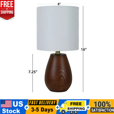 #ad Walnut Wood Look Rounded Table Lamp Desk Lamp Nightstand Light Living Room Home $28.38