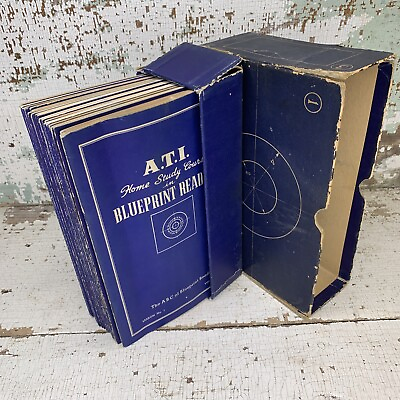 #ad 1941 A.T.I Home Study Course In Blueprint Reading Vintage Set In Original Box $55.00