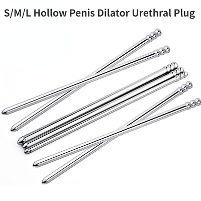 #ad S M L Male Stainless Steel Long Urethral Sounding Long Penis Plug Dilator Rod $17.99