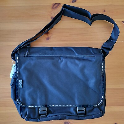 #ad Black Computer Bag Work Nylon Messenger Bag Cross Body Bag 12x13 Inches Y2K VTG $19.99